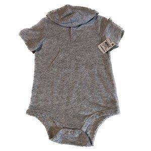 First Impressions Boy Hooded Bodysuit Grey Short Sleeves Size 18M